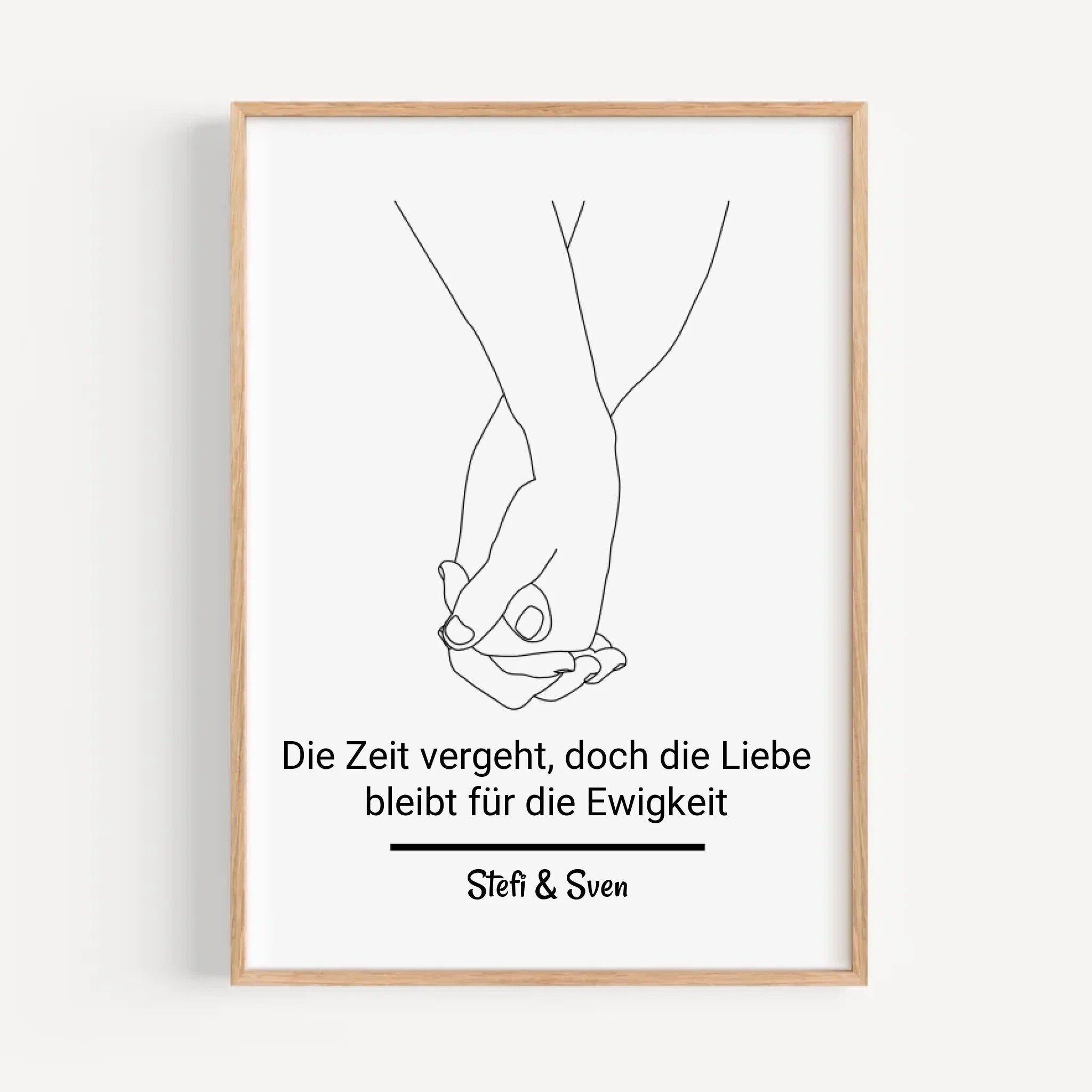 Hände Pärchen Linien Kunst Geschenk zum Jahrestag personalisiert mit Spruch und Namen - Cantty