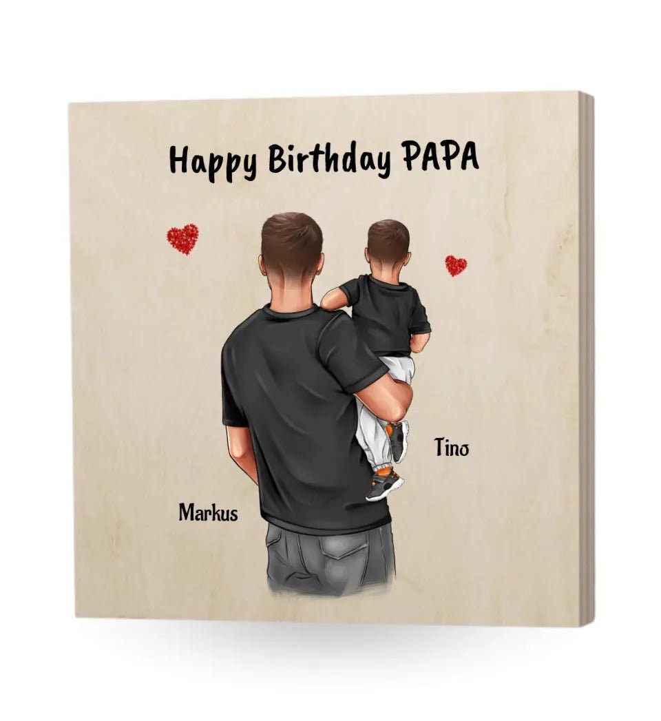 Happy Birthday Papa Sohn Holzbild Geschenk - Cantty