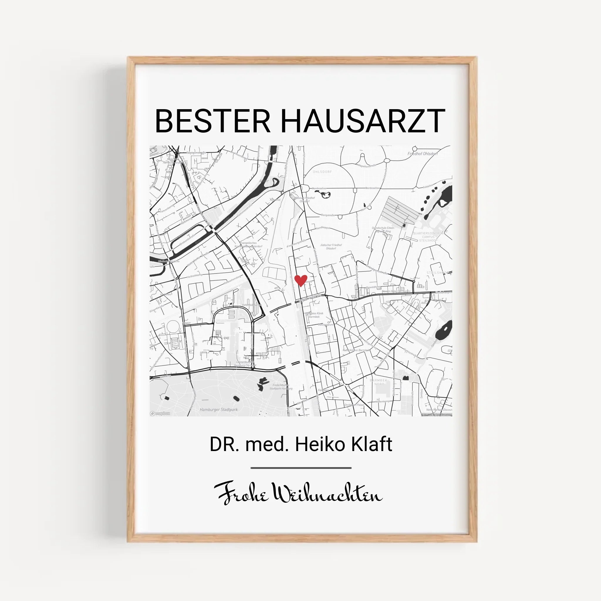 Hausarzt Weihnachtsgeschenk Poster Stadtkarte personalisierbar - Cantty