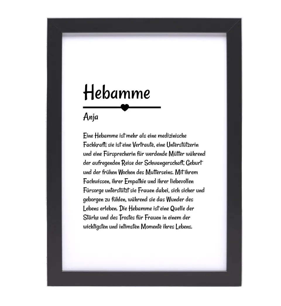 Hebamme Definition Poster Geschenk personalisiert - Cantty