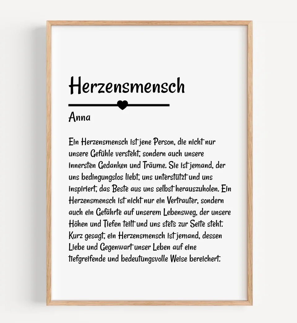 Herzensmensch Definition Poster Geschenk personalisiert - Cantty