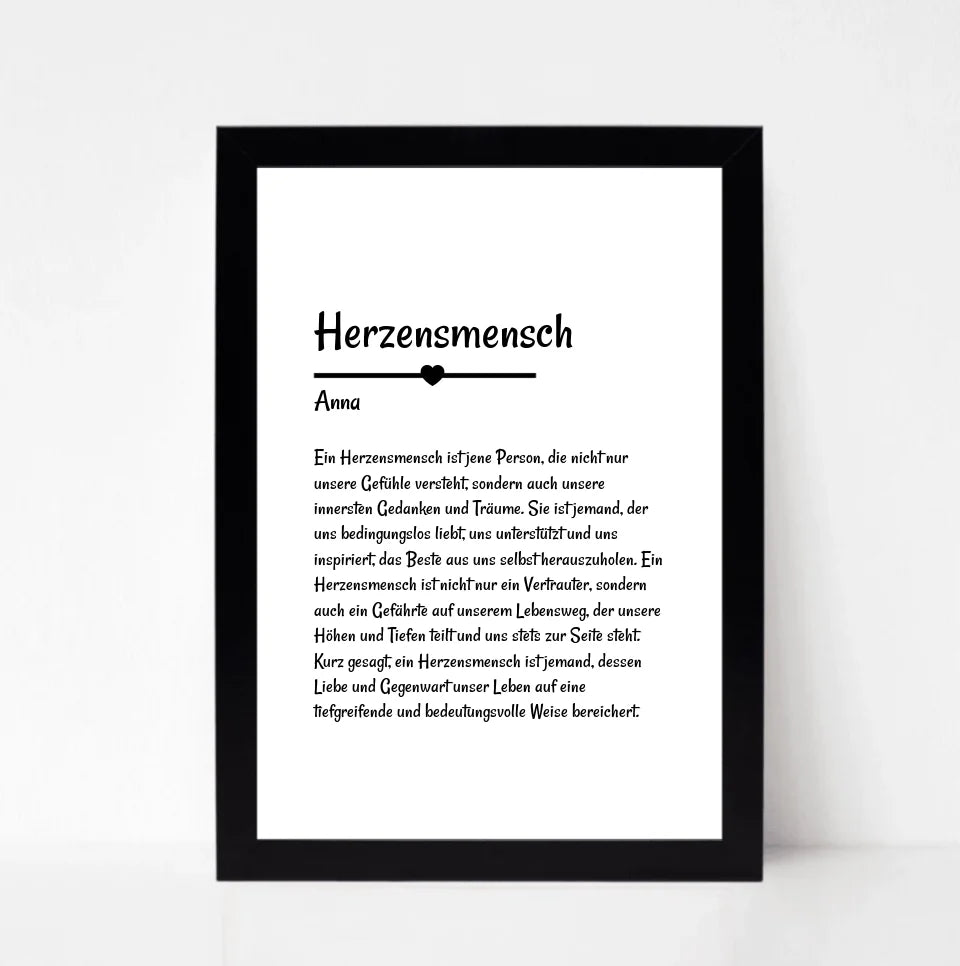 Herzensmensch Definition Poster Geschenk personalisiert - Cantty