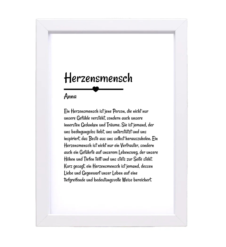 Herzensmensch Definition Poster Geschenk personalisiert - Cantty