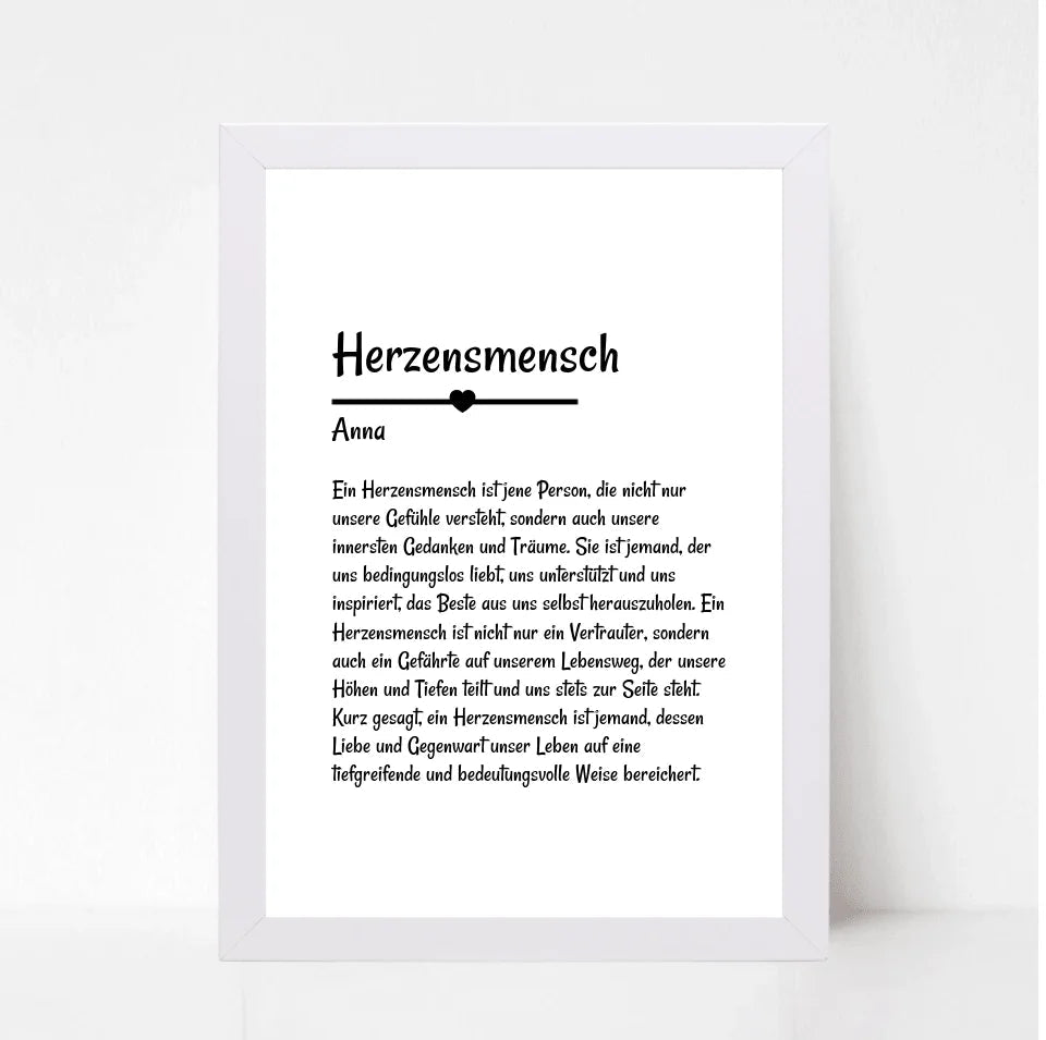 Herzensmensch Definition Poster Geschenk personalisiert - Cantty