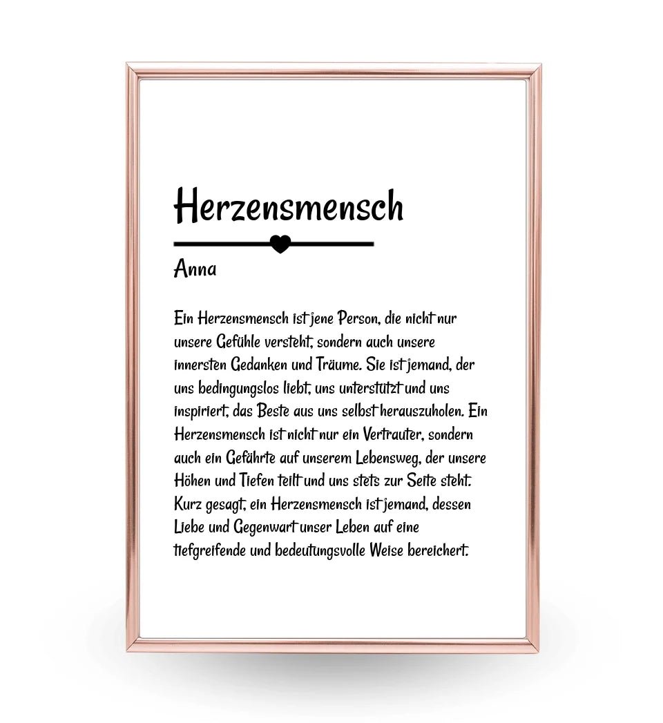 Herzensmensch Definition Poster Geschenk personalisiert - Cantty