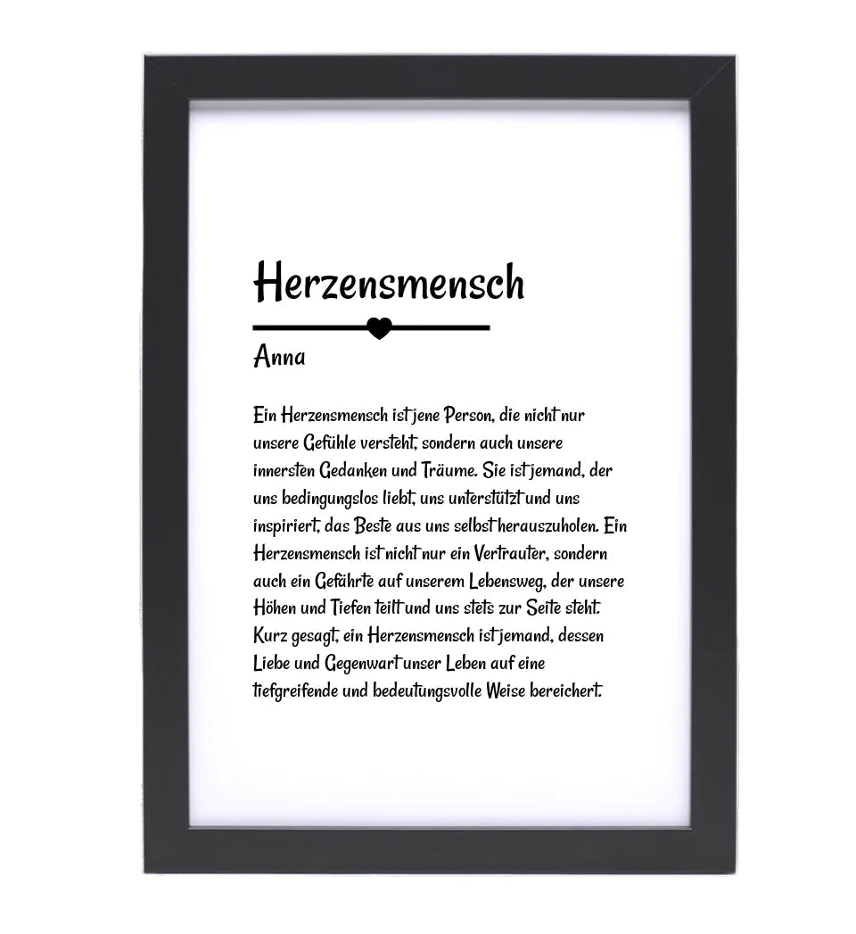 Herzensmensch Definition Poster Geschenk personalisiert - Cantty