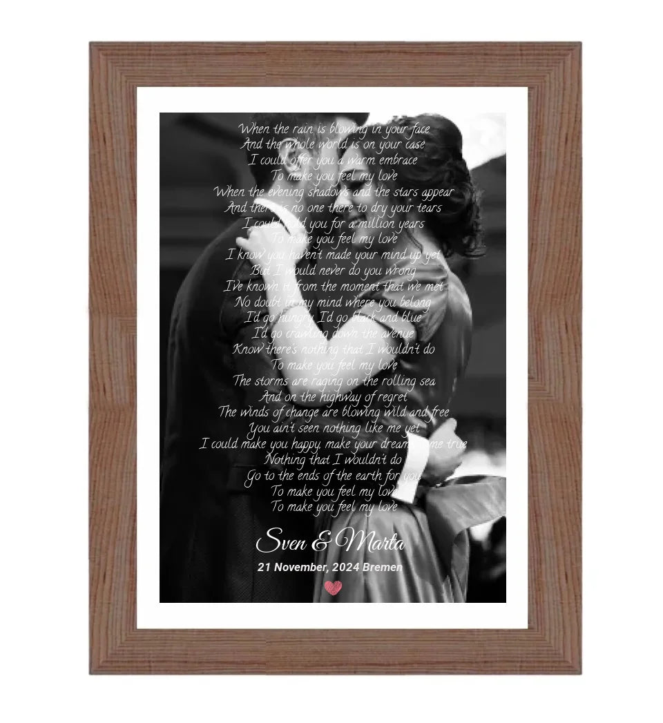 Hochzeit Songtext erster Tanz Bild mit Foto Geschenk - Cantty