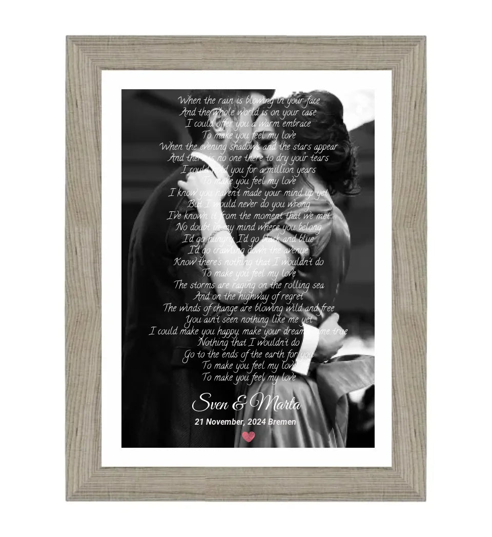 Hochzeit Songtext erster Tanz Bild mit Foto Geschenk - Cantty