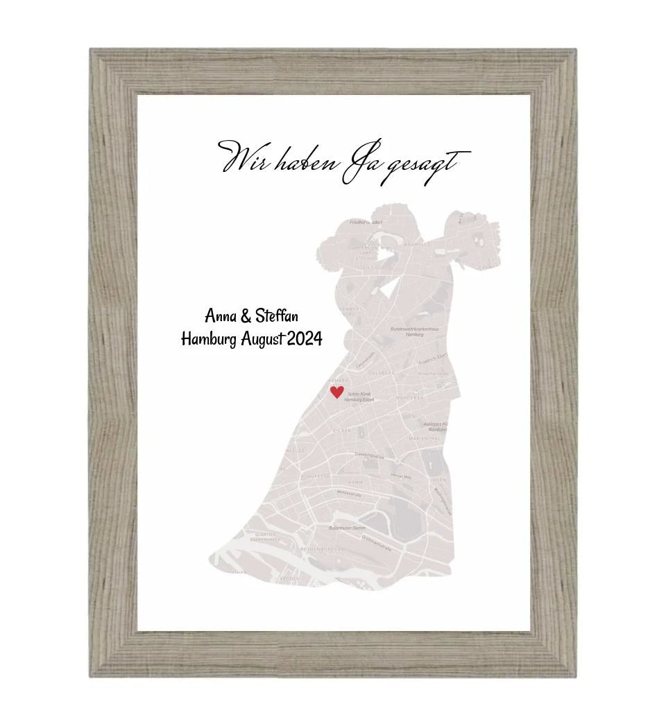 Hochzeitsgeschenk personalisiert Poster Hochzeit Geschenk für das Brautpaar Stadtkarte - Cantty