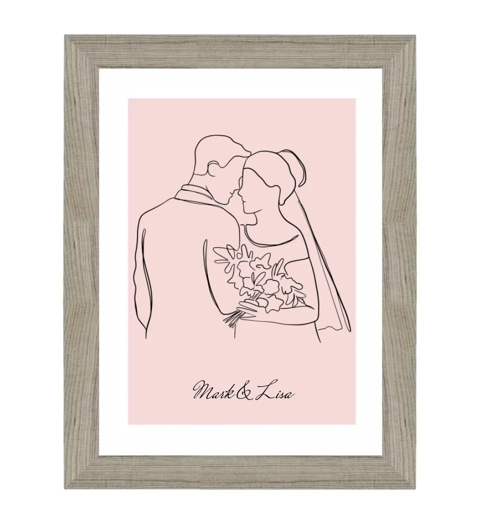 Hochzeitspaar Linienkunst Poster personalisiert zur Hochzeit - Cantty