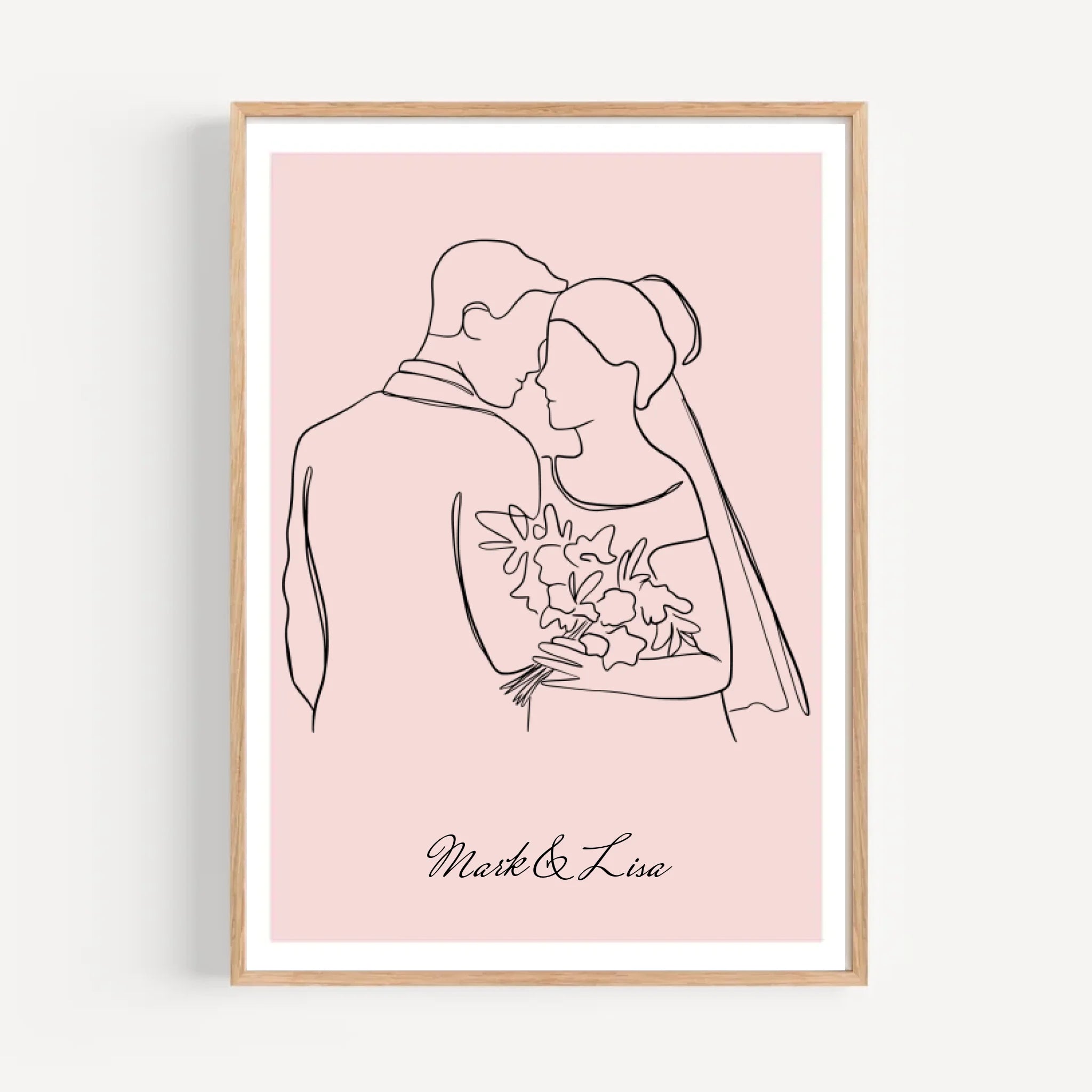 Hochzeitspaar Linienkunst Poster personalisiert zur Hochzeit - Cantty