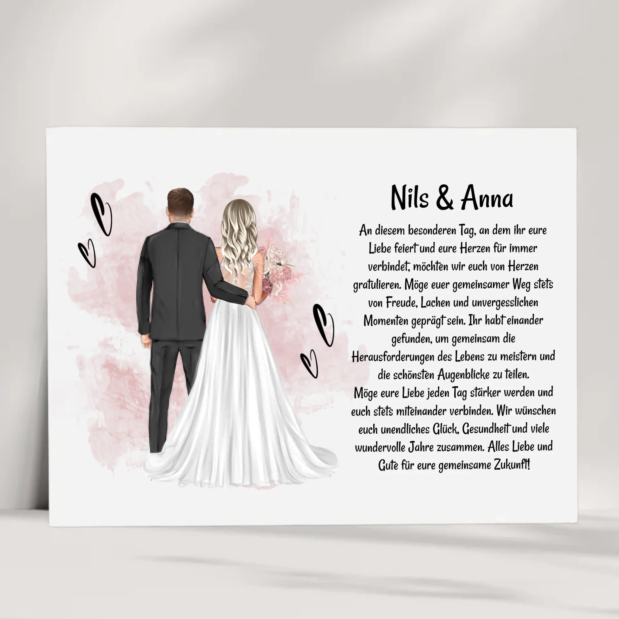 Hochzeitspaar Poster Bild Karte Hochzeitsgeschenk personalisiert für Brautpaar - Cantty