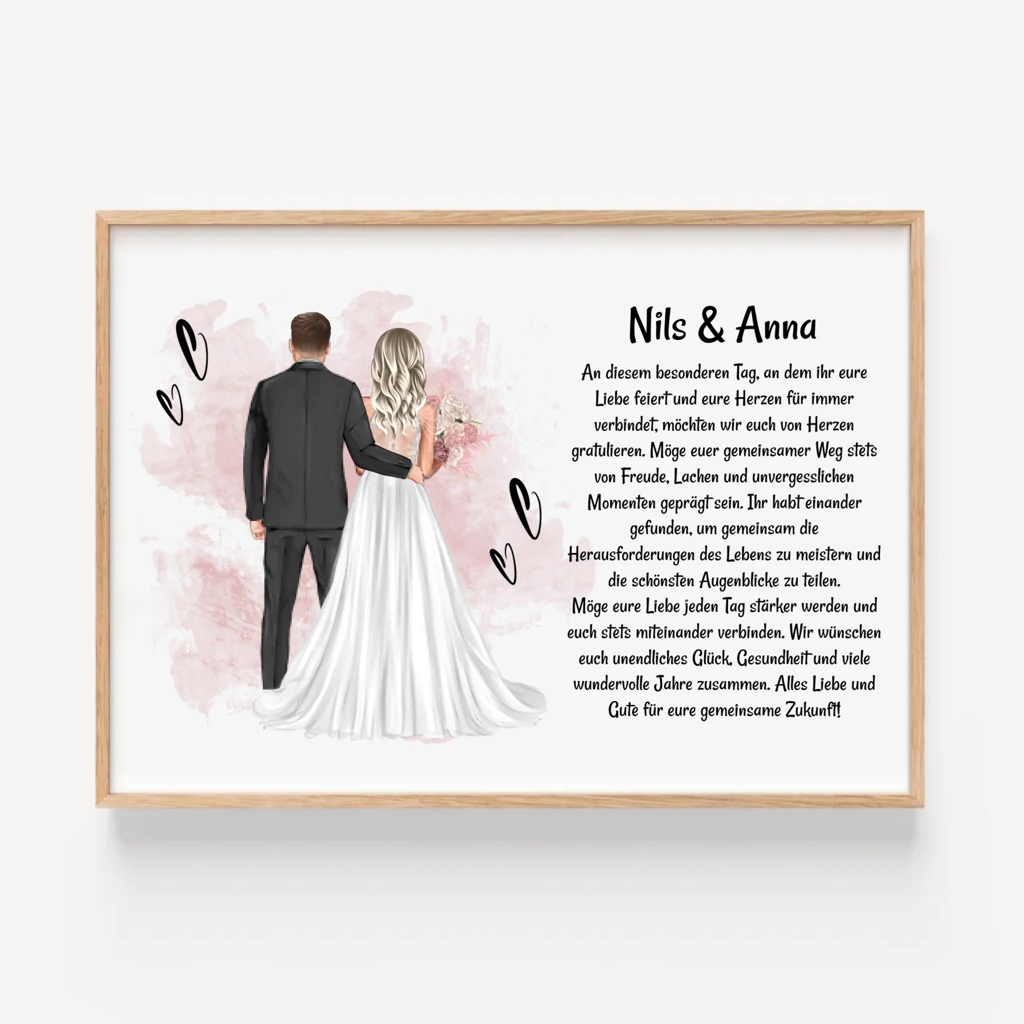 Hochzeitspaar Poster Bild Karte Hochzeitsgeschenk personalisiert für Brautpaar - Cantty