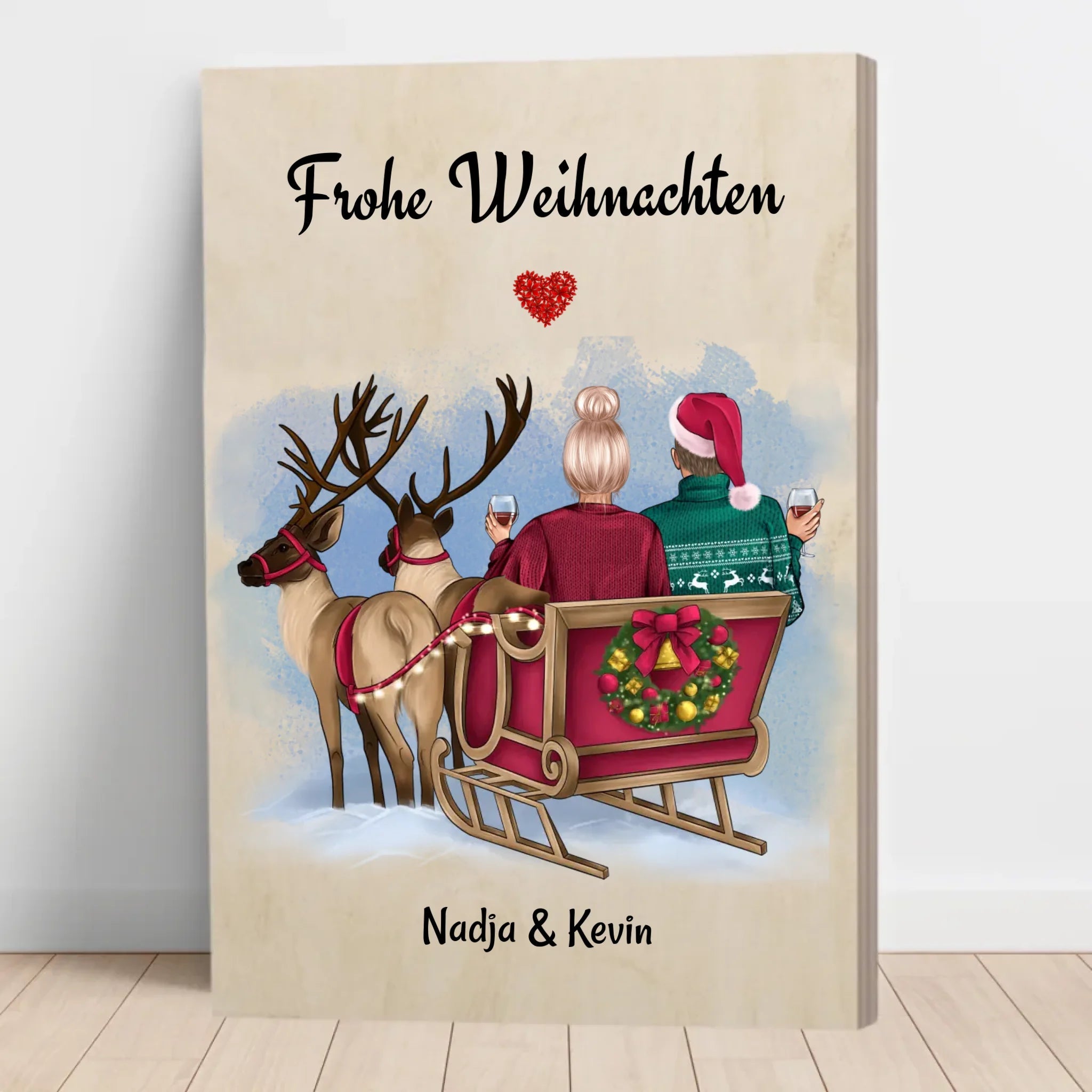 Holzbild Weihnachtsgeschenk für Paare individualisiert - Cantty