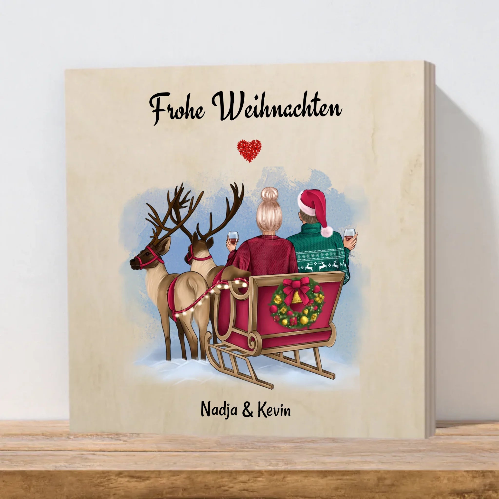 Holzbild Weihnachtsgeschenk für Paare individualisiert - Cantty