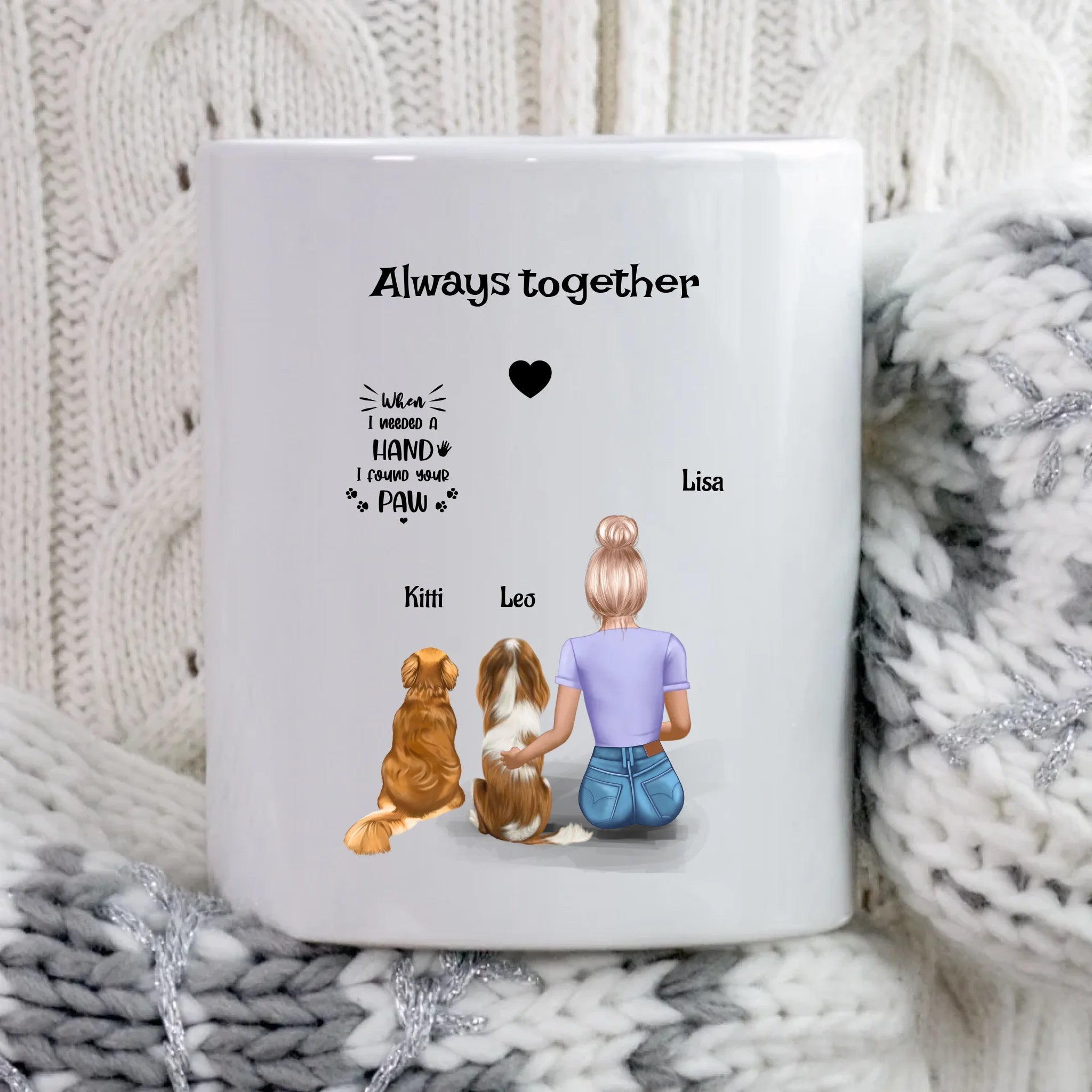 Hundeliebhaberin Tasse personalisiert mit 2 Hunde - Cantty