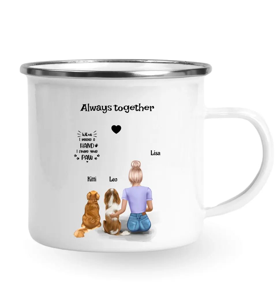 Hundeliebhaberin Tasse personalisiert mit 2 Hunde - Cantty