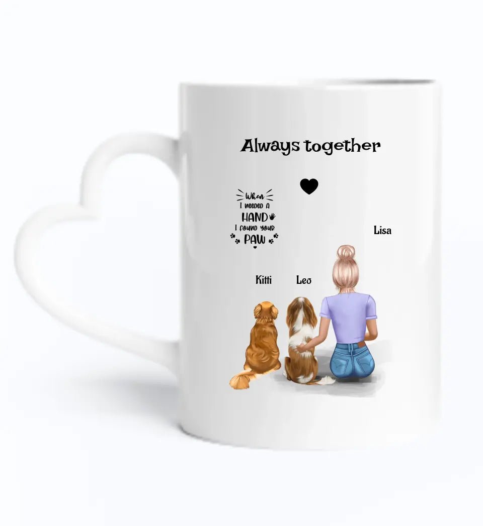 Hundeliebhaberin Tasse personalisiert mit 2 Hunde - Cantty