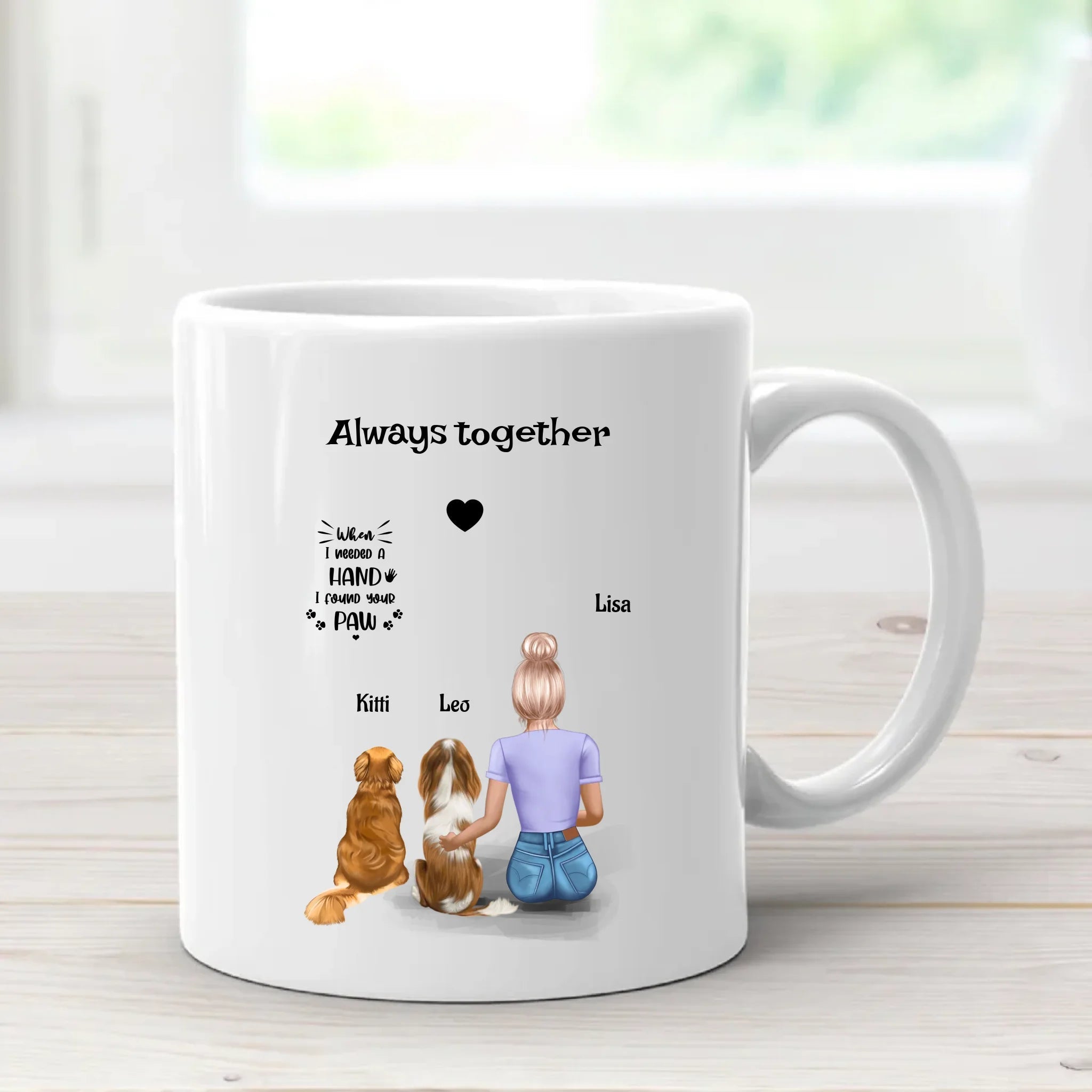 Hundeliebhaberin Tasse personalisiert mit 2 Hunde - Cantty