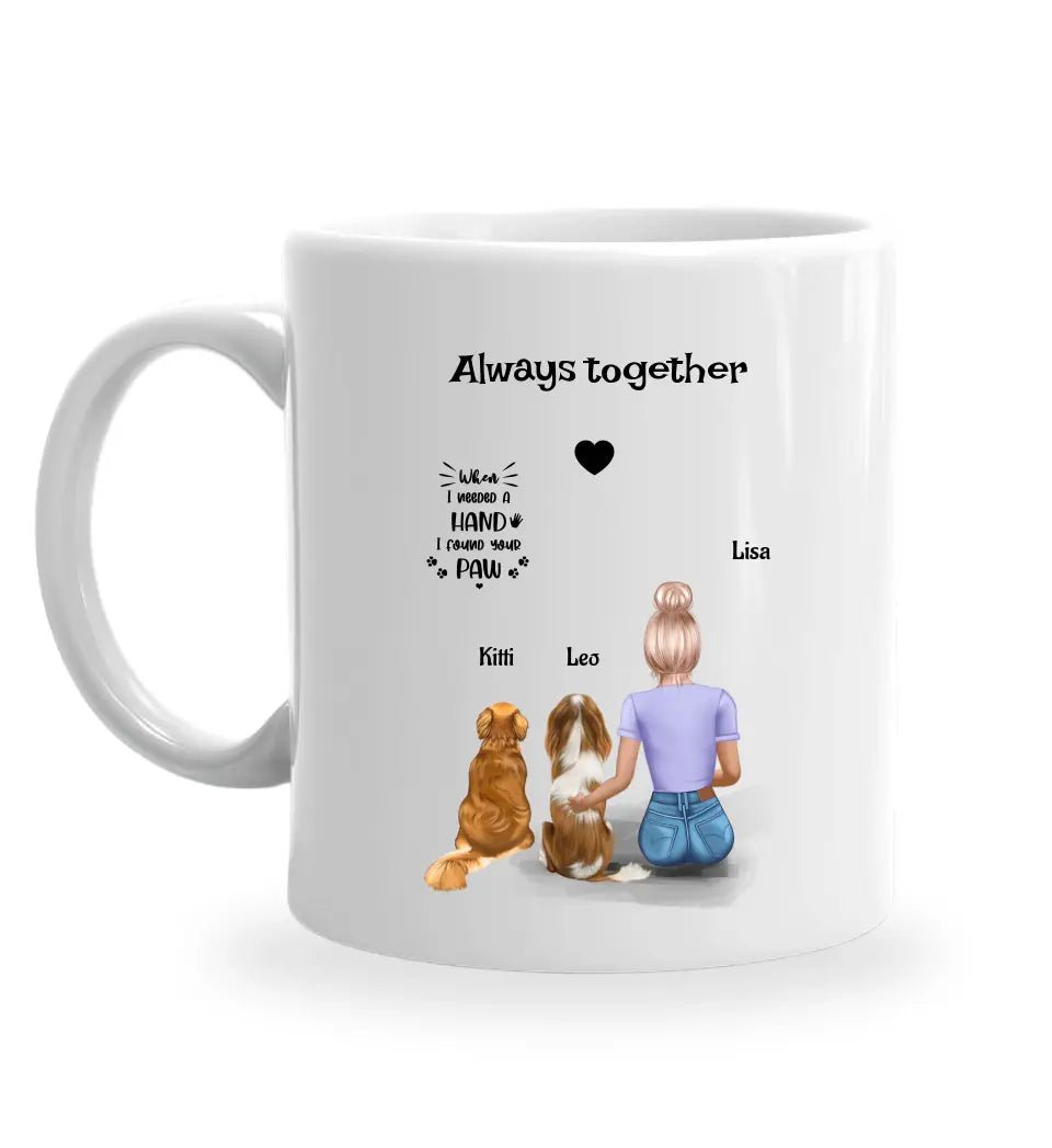 Hundeliebhaberin Tasse personalisiert mit 2 Hunde - Cantty