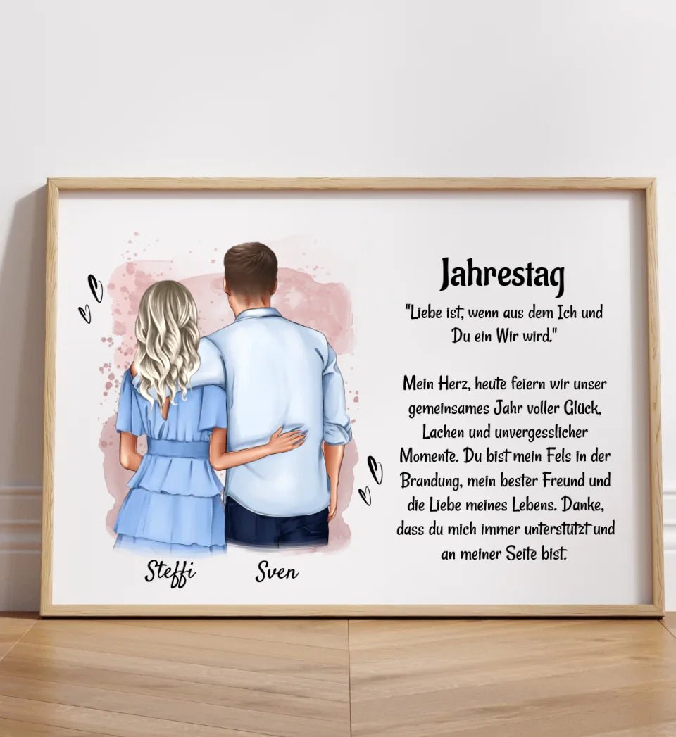 Jahrestag Paar Poster Bild Karte Mann und Frau Geschenk personalisiert - Cantty