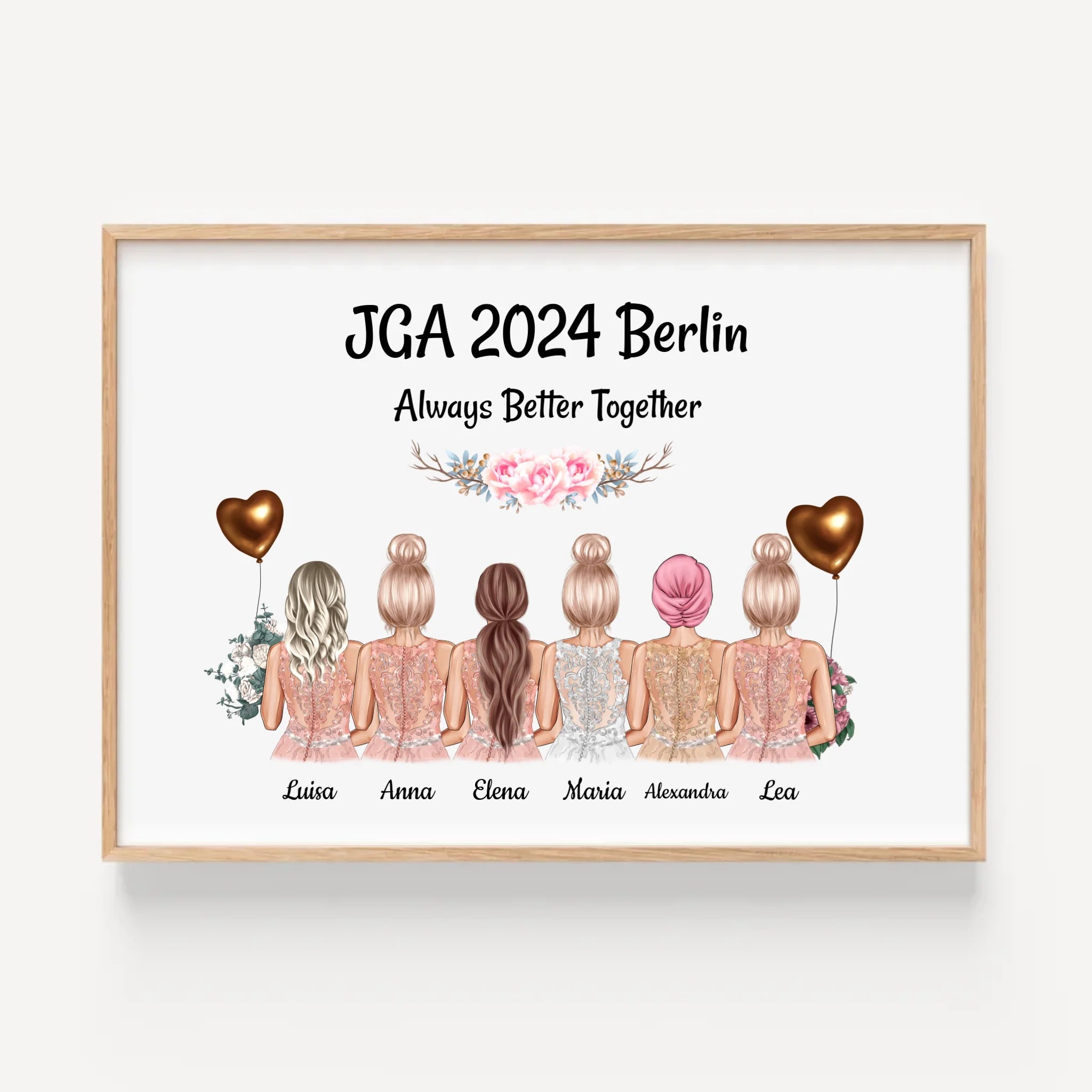 JGA Poster 6 Freundinnen mit Namen - Cantty