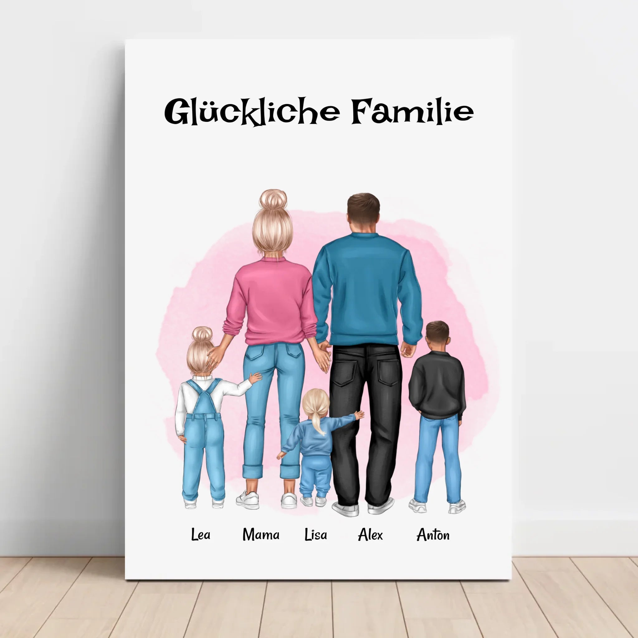 Junge Familie Leinwandbild Geschenk personalisiert - Cantty