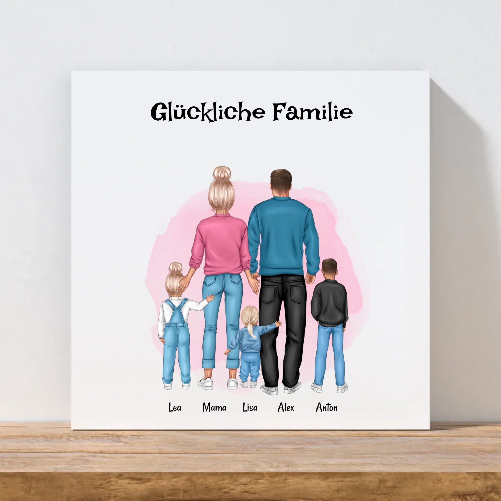 Junge Familie Leinwandbild Geschenk personalisiert - Cantty