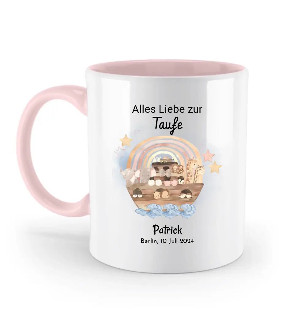 Junge Taufe Arche Noah Tasse mit Name personalisiert - Cantty