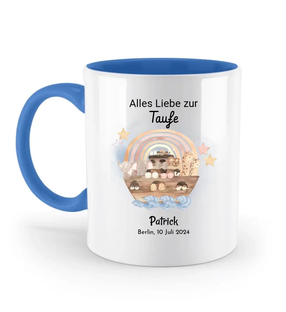 Junge Taufe Arche Noah Tasse mit Name personalisiert - Cantty