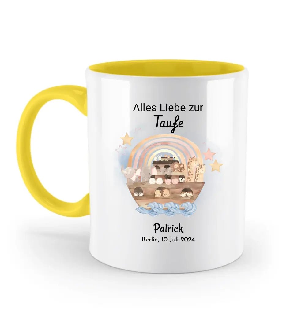 Junge Taufe Arche Noah Tasse mit Name personalisiert - Cantty