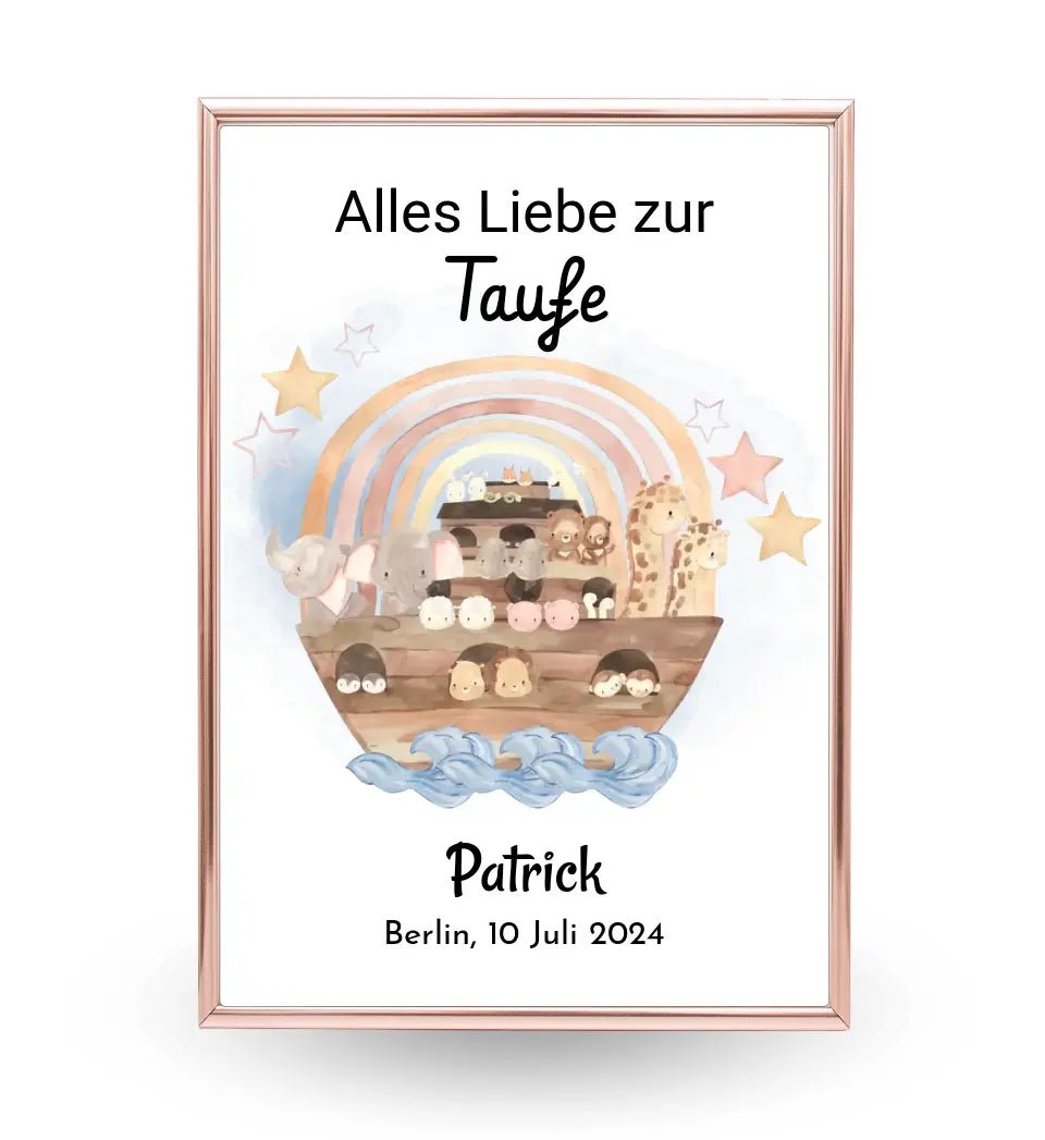 Junge Taufe Geschenk Bild mit Name und Taufdatum personalisiert - Cantty