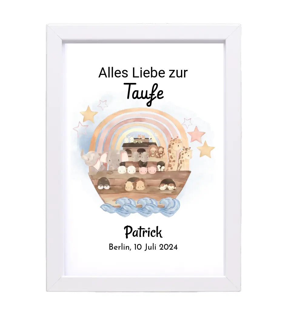 Junge Taufe Geschenk Bild mit Name und Taufdatum personalisiert - Cantty