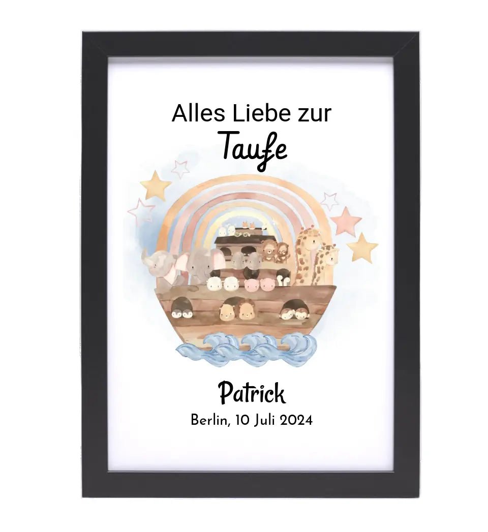 Junge Taufe Geschenk Bild mit Name und Taufdatum personalisiert - Cantty