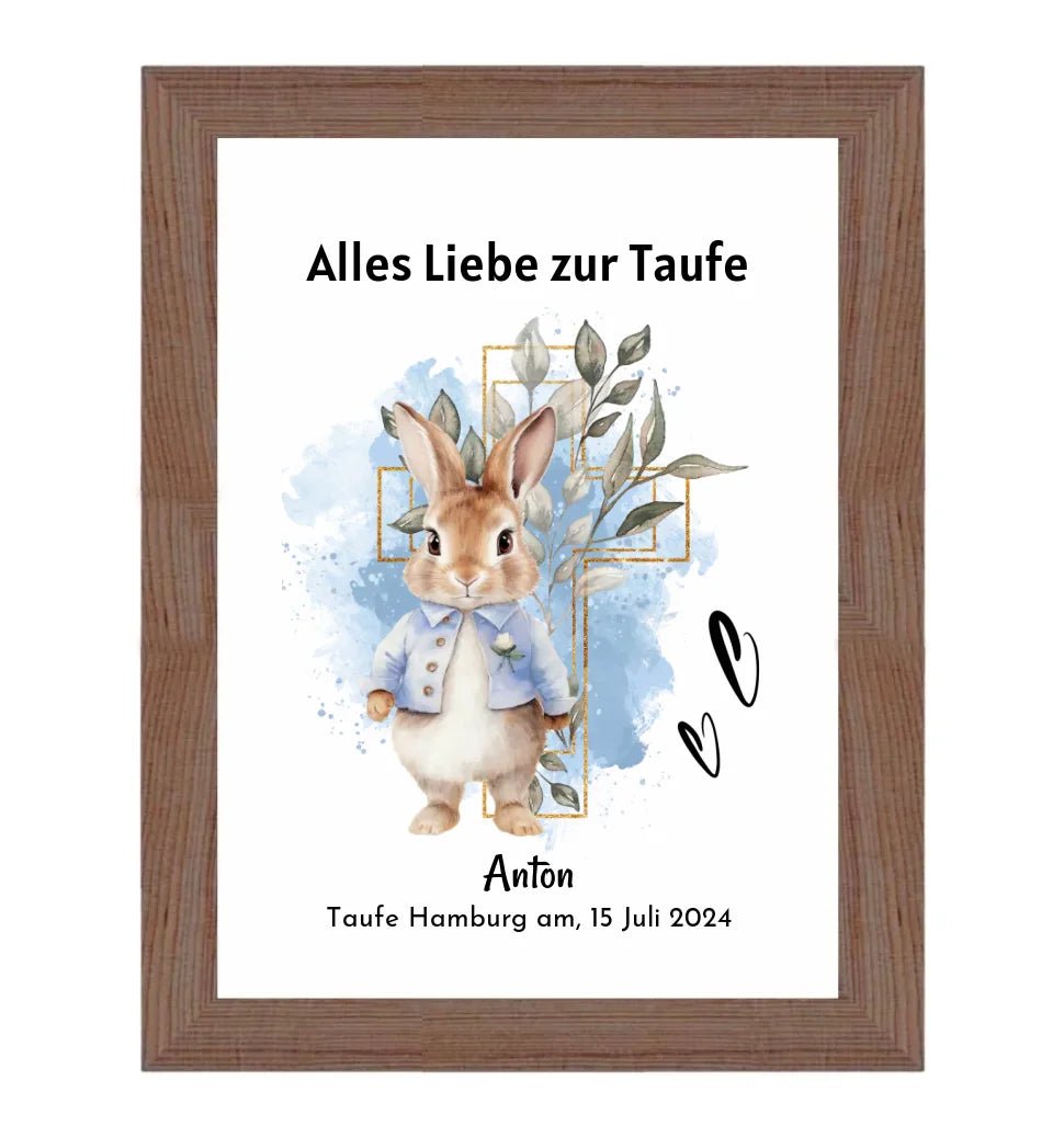 Junge Taufe Geschenk Bild / Poster / Karte personalisiert - Cantty