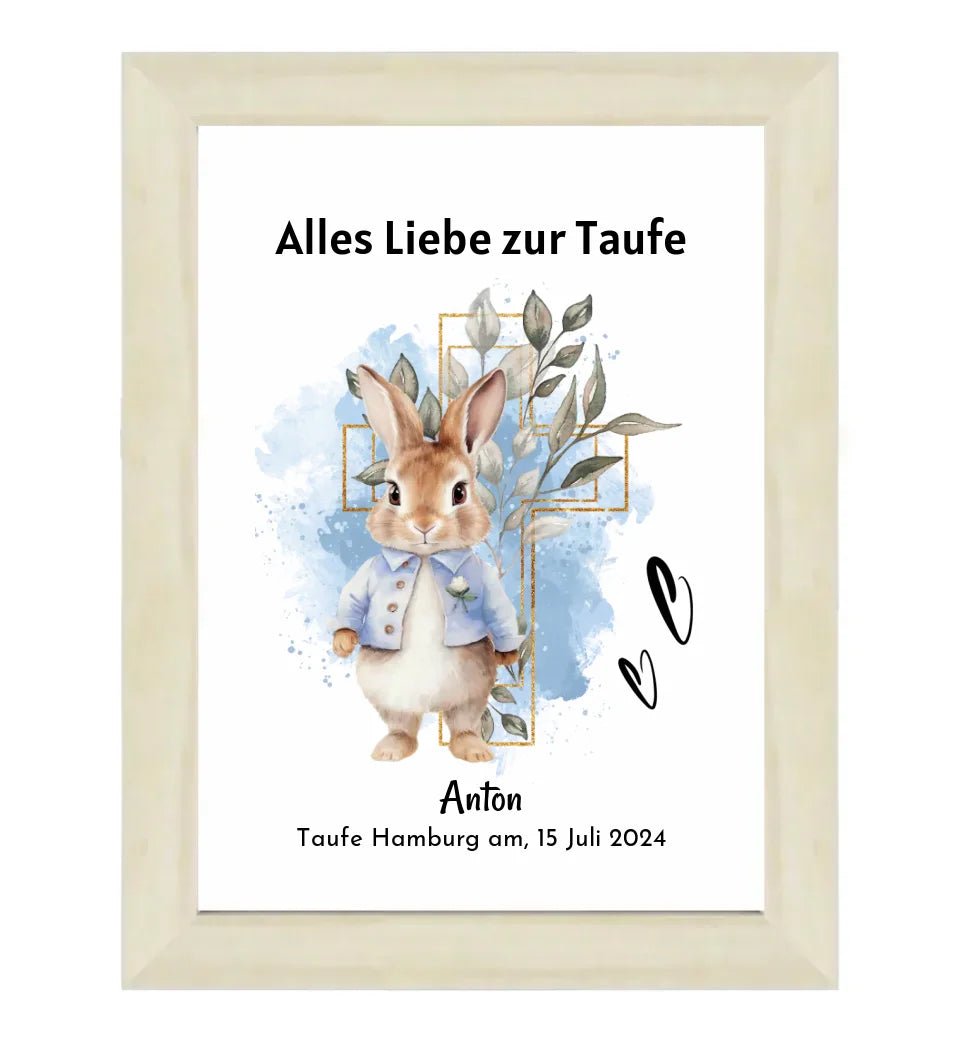 Junge Taufe Geschenk Bild / Poster / Karte personalisiert - Cantty