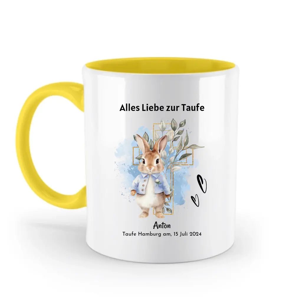 Junge Taufe Tasse Geschenk personalisiert mit Name und Datum - Cantty