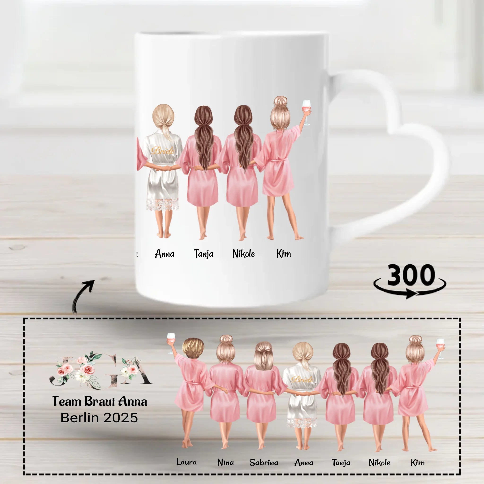 Junggesellinnenabschied JGA Tasse 3 - 9 Frauen Geschenk - Cantty