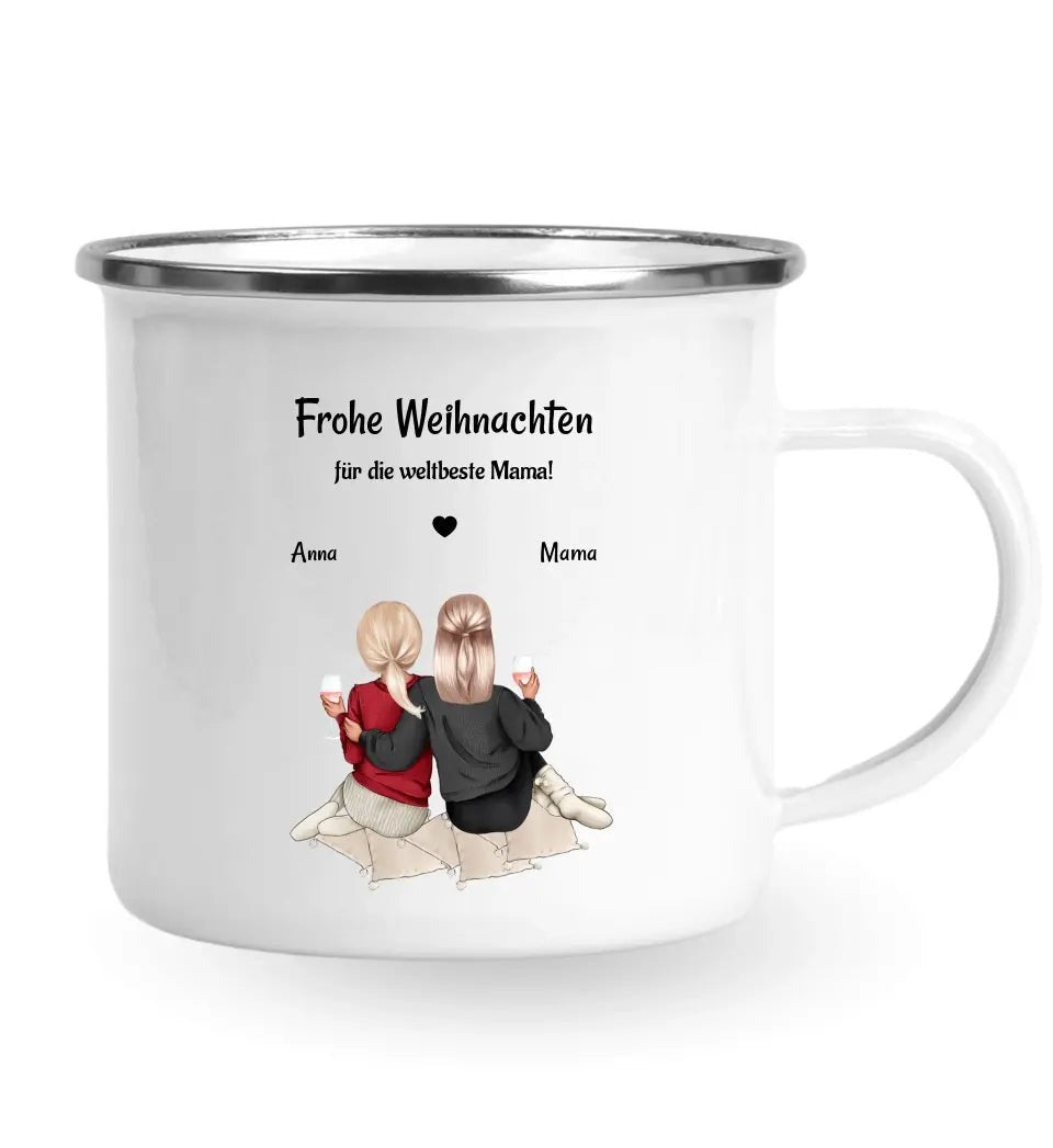 Kaffeetasse & Emaille Tasse Mama Tochter Weihnachtsgeschenk - Cantty