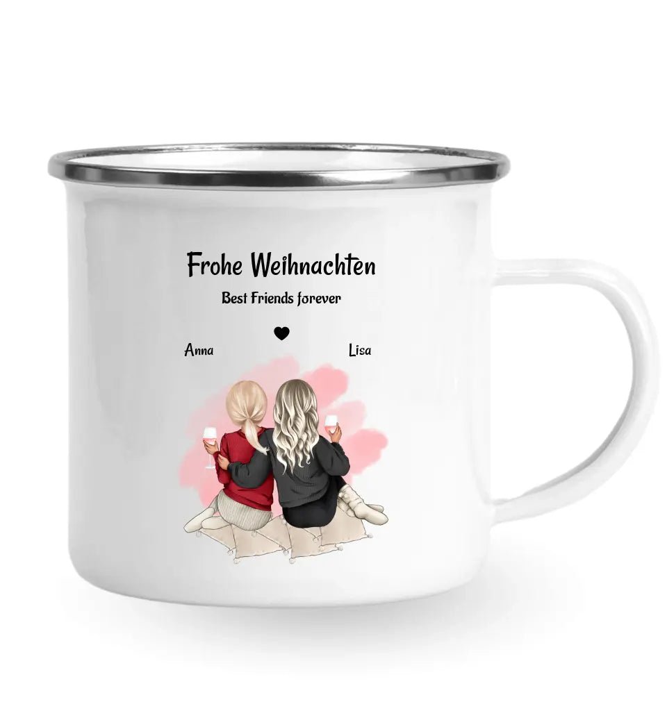 Kaffetasse & Emaille Tasse Geschenk Weihnachten beste Freundin - Cantty