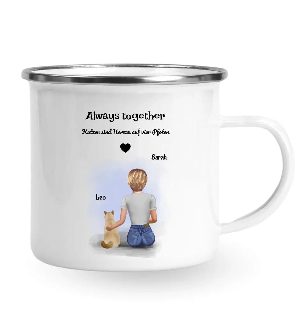 Katzenmama Geschenk Tasse Bild mit Katze und Frauchen - Cantty