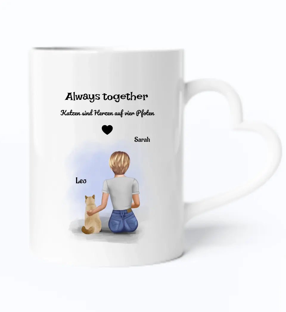 Katzenmama Geschenk Tasse Bild mit Katze und Frauchen - Cantty