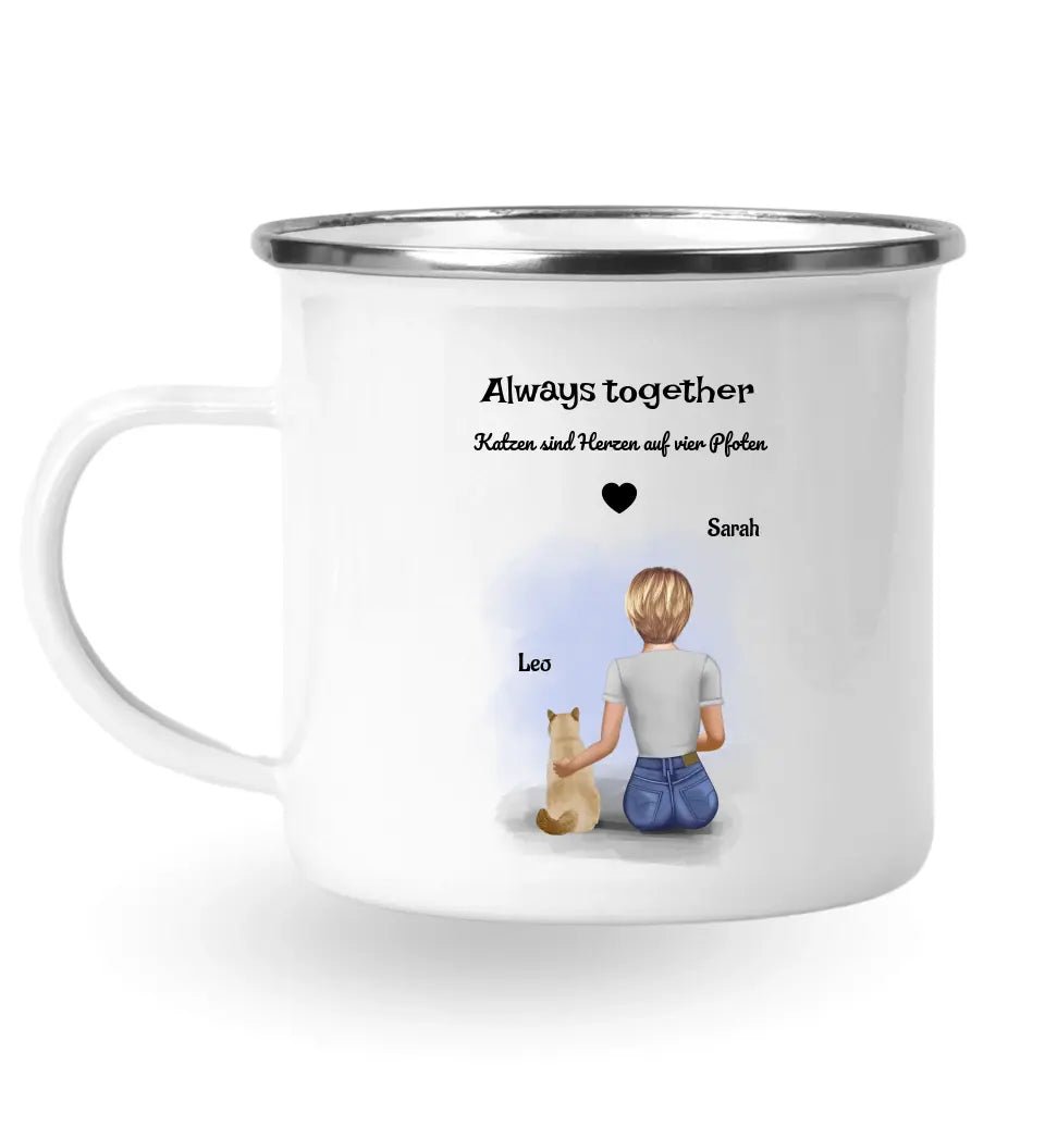 Katzenmama Geschenk Tasse Bild mit Katze und Frauchen - Cantty