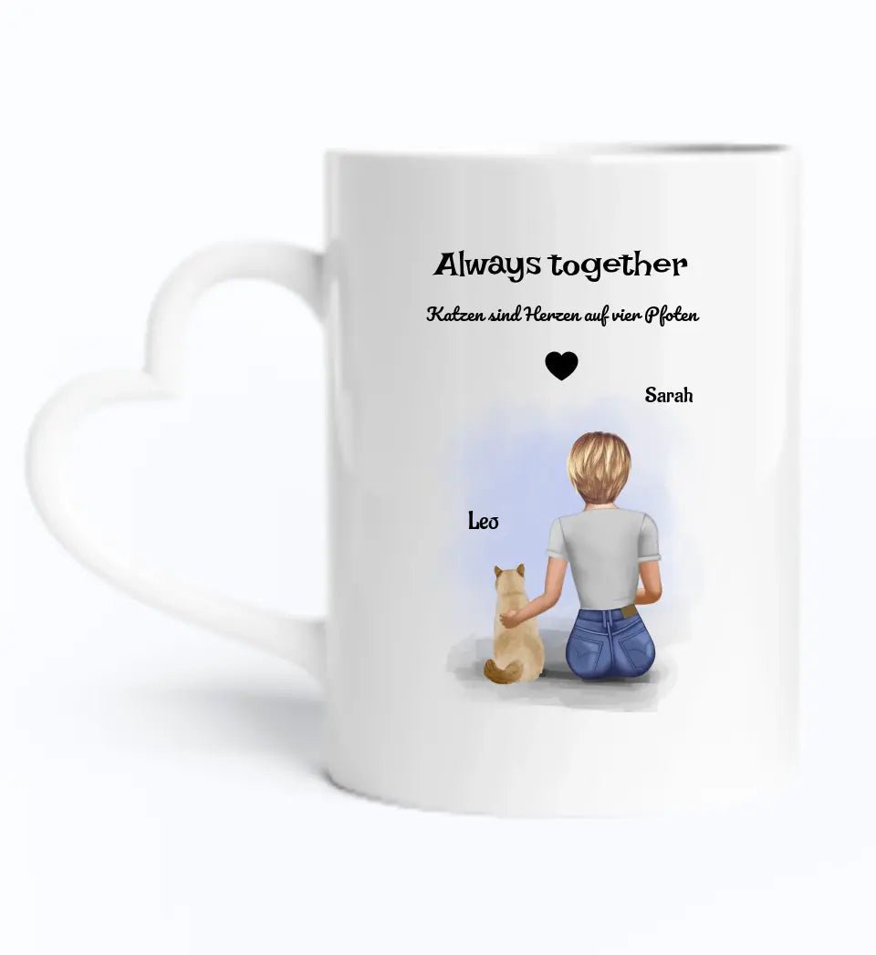 Katzenmama Geschenk Tasse Bild mit Katze und Frauchen - Cantty