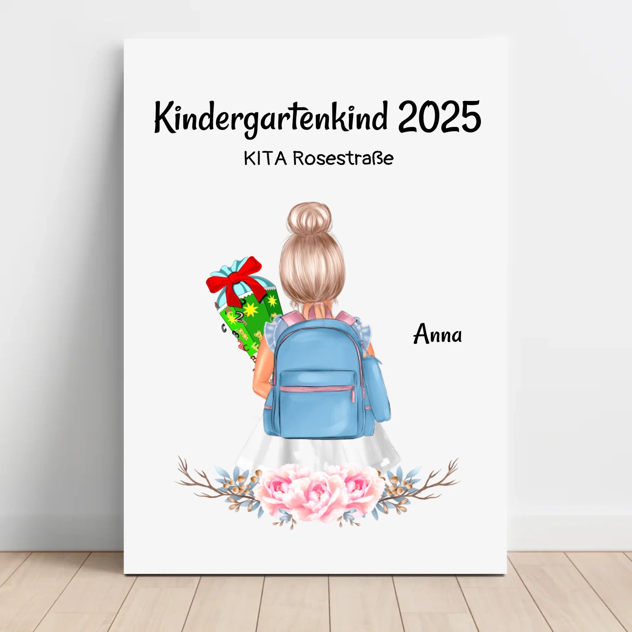 Kindergarten Geschenk Mädchen Leinwandbild - Cantty