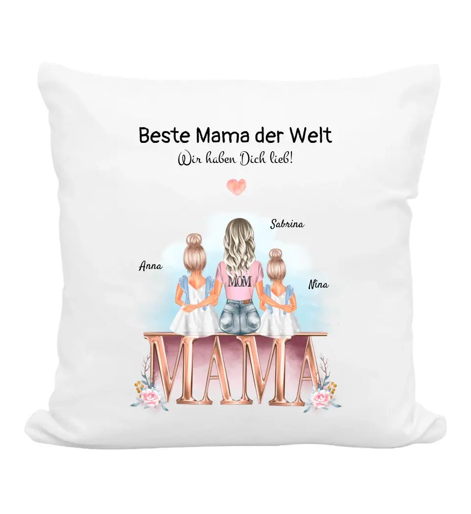 Kissen Mutter 2 Töchter Geschenk Bild personalisiert - Cantty