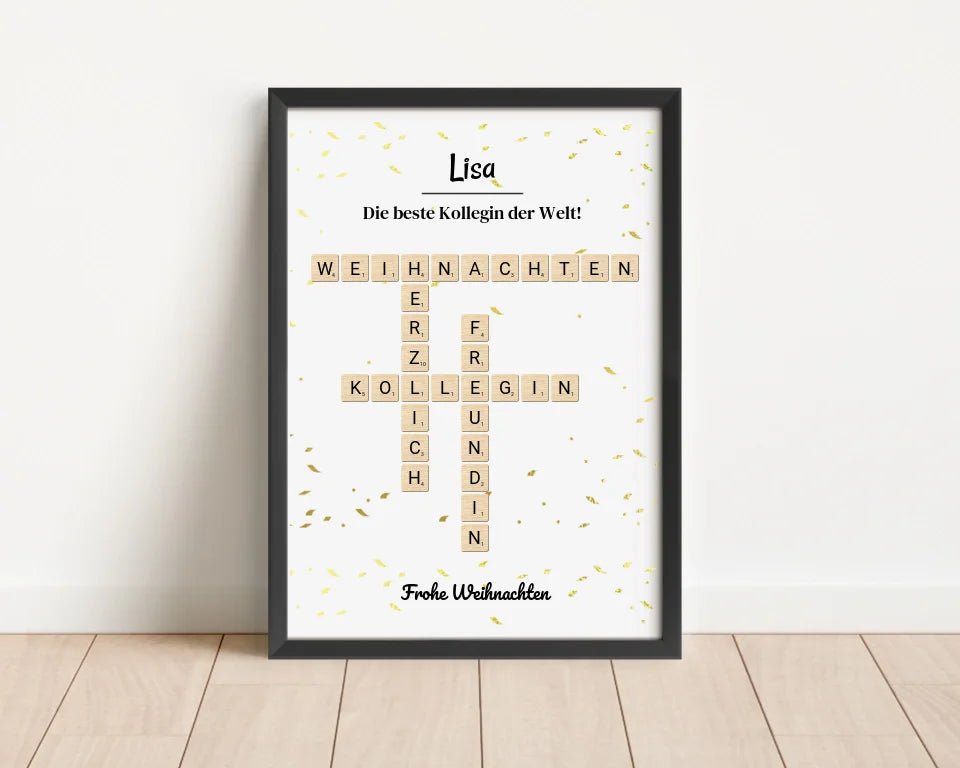 Kollegin Weihnachtsgeschenk Bild Scrabble Style personalisierbar - Cantty