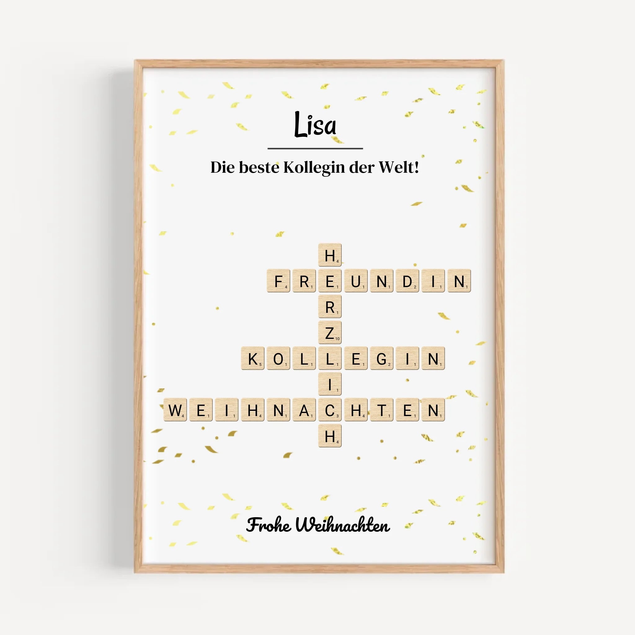 Kollegin Weihnachtsgeschenk Bild Scrabble Style personalisierbar - Cantty