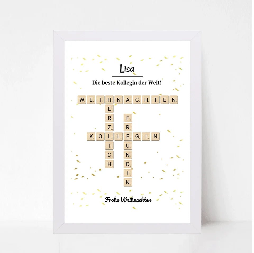 Kollegin Weihnachtsgeschenk Bild Scrabble Style personalisierbar - Cantty