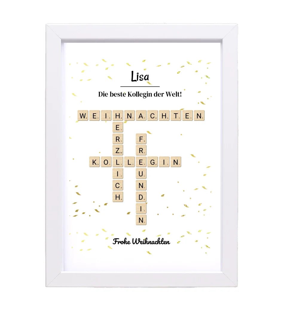 Kollegin Weihnachtsgeschenk Bild Scrabble Style personalisierbar - Cantty